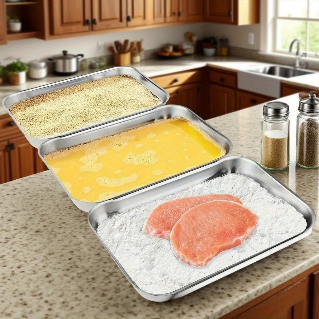 3pcs Stainless Steel Food Containers - Leakproof & Stackable with Clear Lids | For Camping, Home & Meal Prep