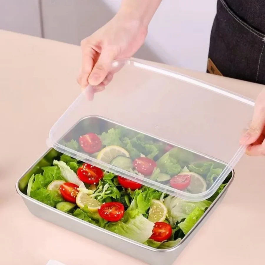 3pcs Stainless Steel Food Containers - Leakproof & Stackable with Clear Lids | For Camping, Home & Meal Prep