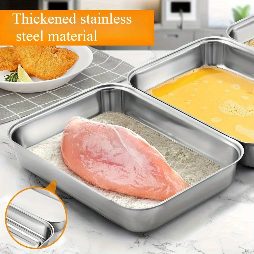3pcs Stainless Steel Food Containers - Leakproof & Stackable with Clear Lids | For Camping, Home & Meal Prep